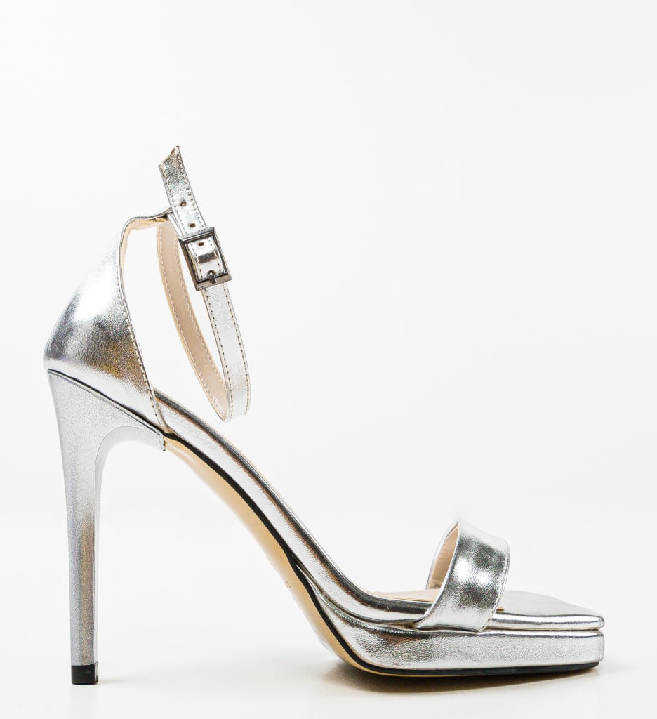 Sandale cu Toc Argintii Grigo | Eleganță Asigurată - imagine 8