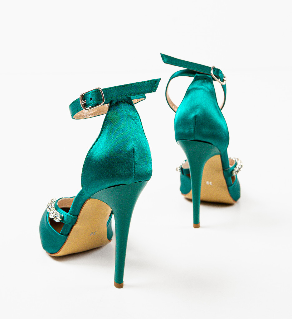 Pantofi Volak Verzi Eleganți cu Toc - imagine 7
