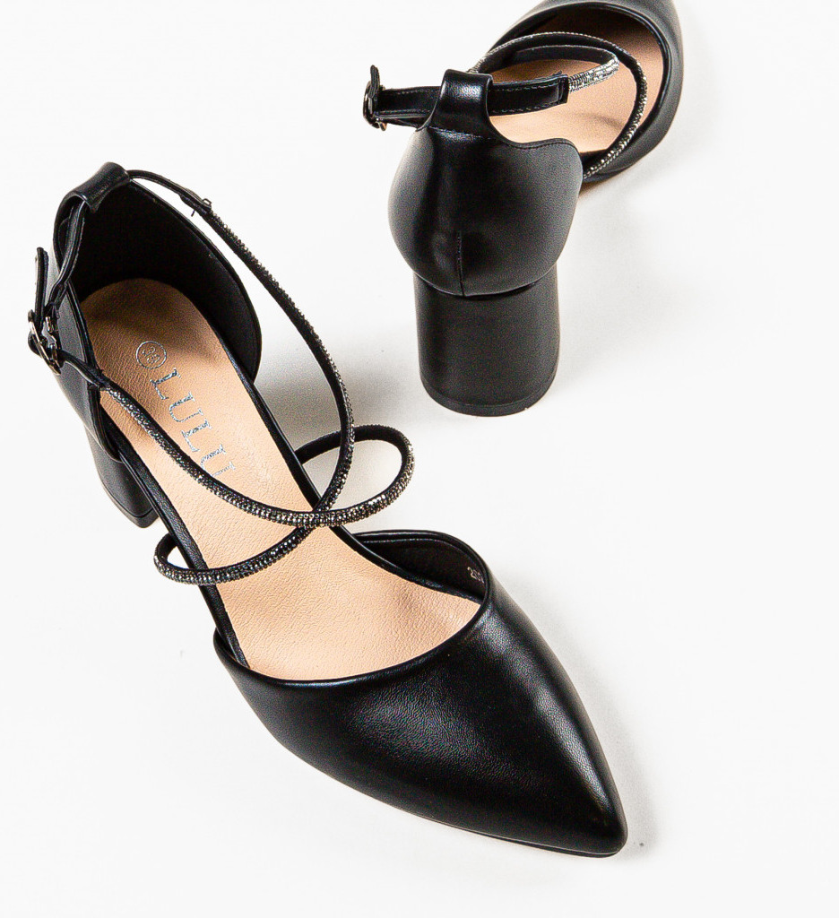 Pantofi Dama Dorol Negri Eleganți cu Toc - imagine 6