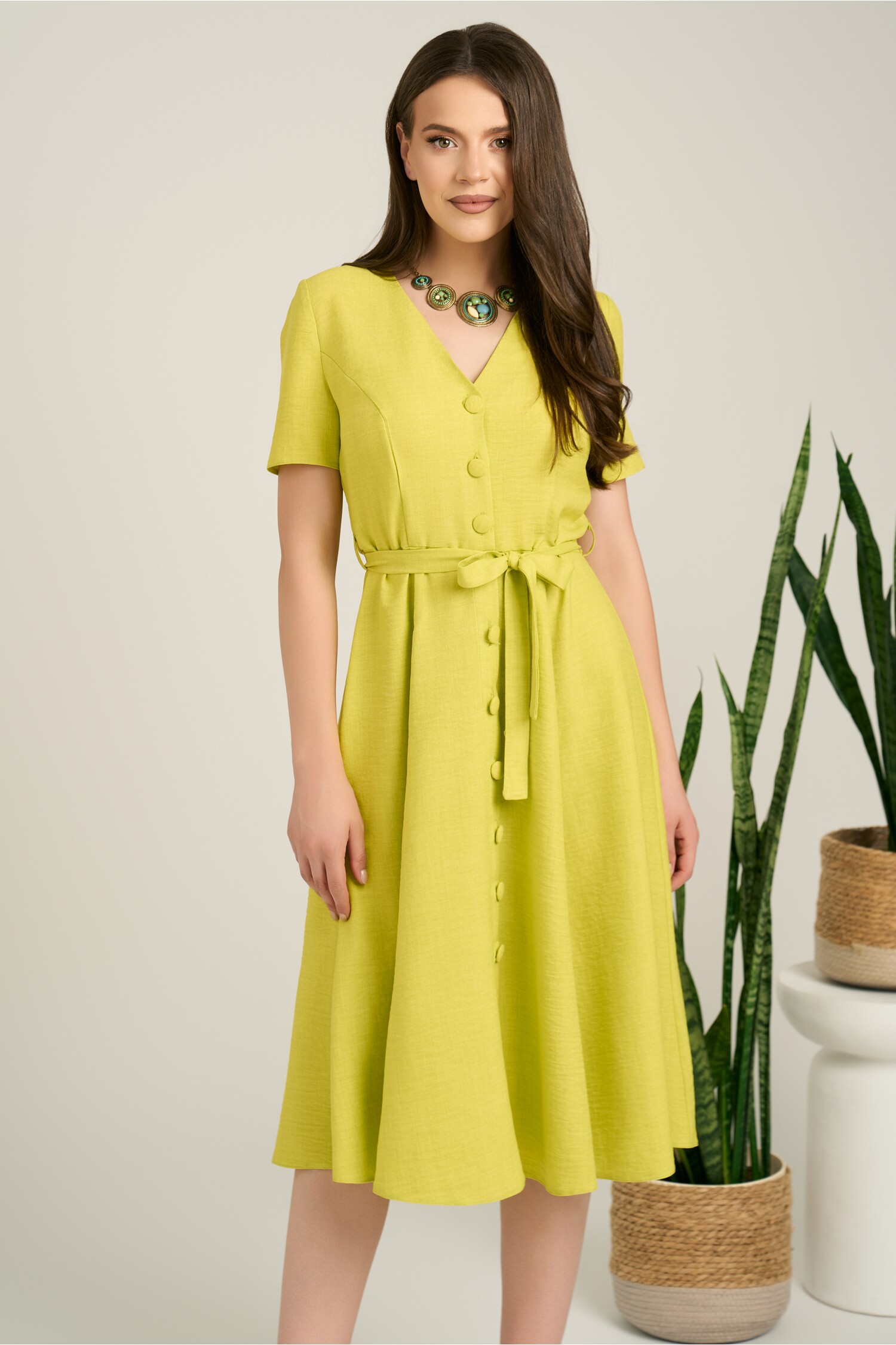 Rochie DY Fashion midi verde lime elegantă