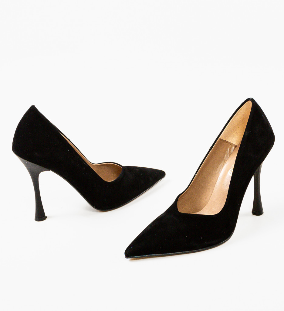 Pantofi cu Toc Eleganți Limoncelo Negri - imagine 7