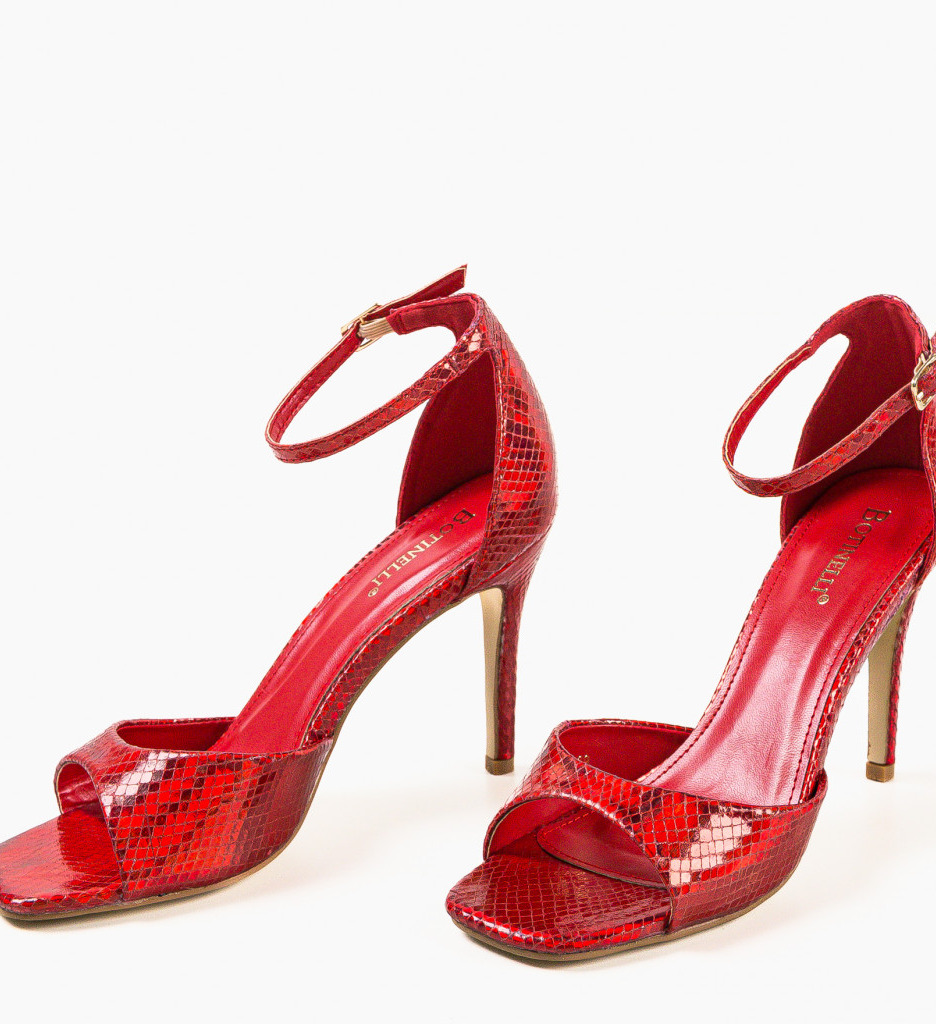 Sandale Rosii cu Toc Elegante Lekaz - imagine 7