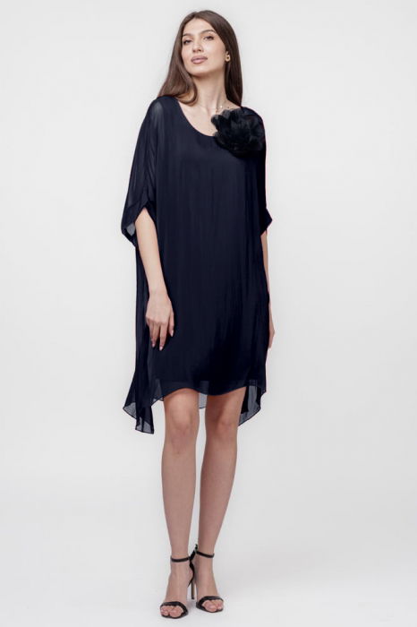 Rochie Shopika Bleumarin Mătase & Vascoză