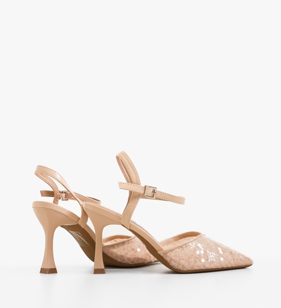 Pantofi dama Rayan Bej eleganti cu toc - imagine 4