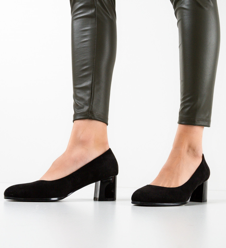 Pantofi Dama Mined Negri cu Toc Eleganți - imagine 2