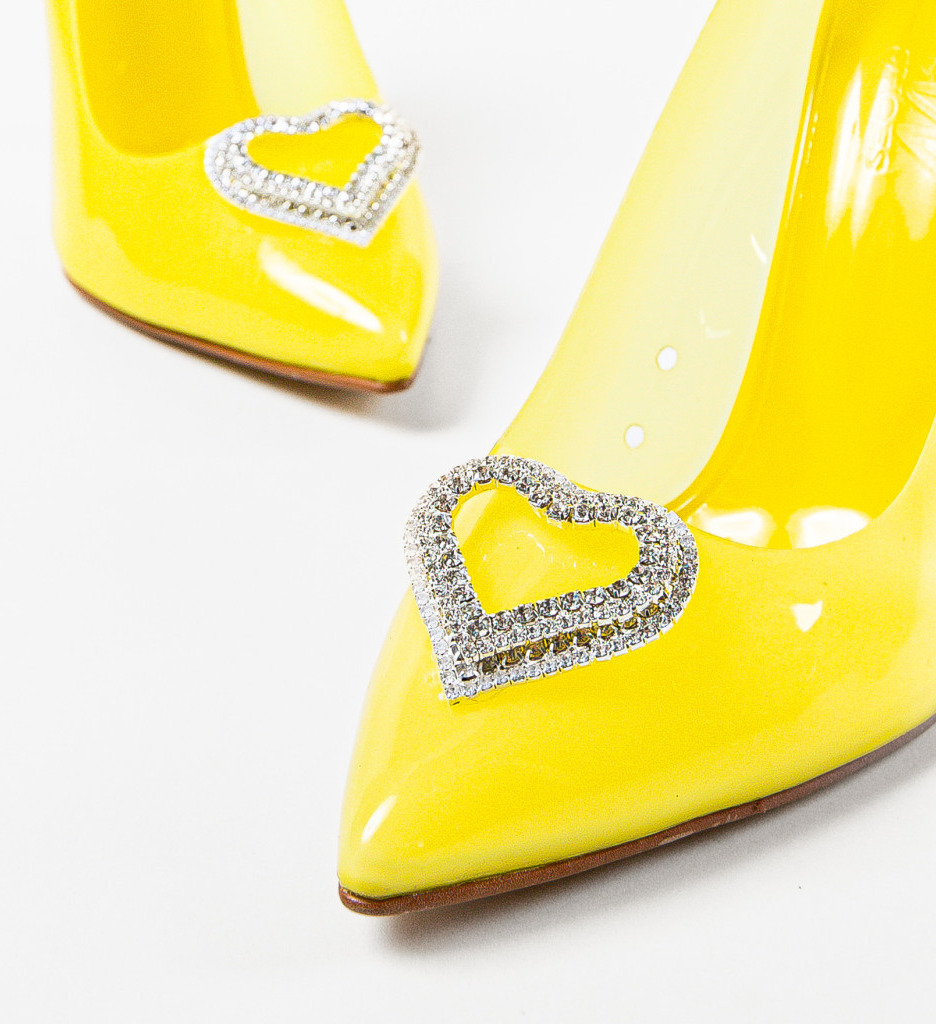 Pantofi Toc Galbeni Eleganți Myhear - imagine 6