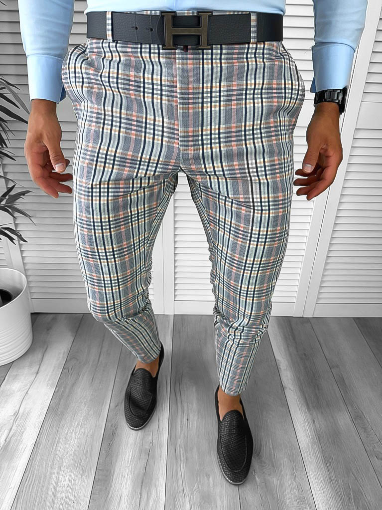 Pantaloni Barbati Eleganti Gri Conici