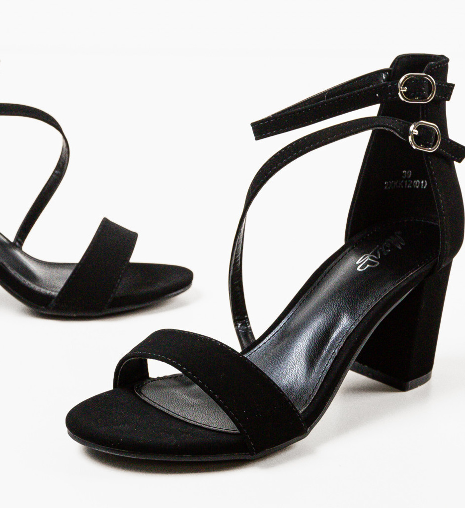 Sandale cu Toc Sanpe 2 Negre Elegante - imagine 6