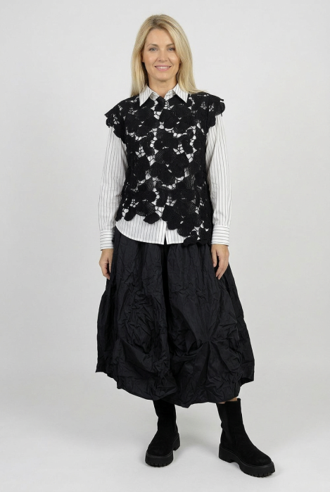 Fusta Midi Neagra Shopika cu Fronseuri