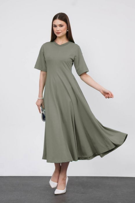 Rochie Jerseu Bumbac Kaki Shopika | Confort & Stil