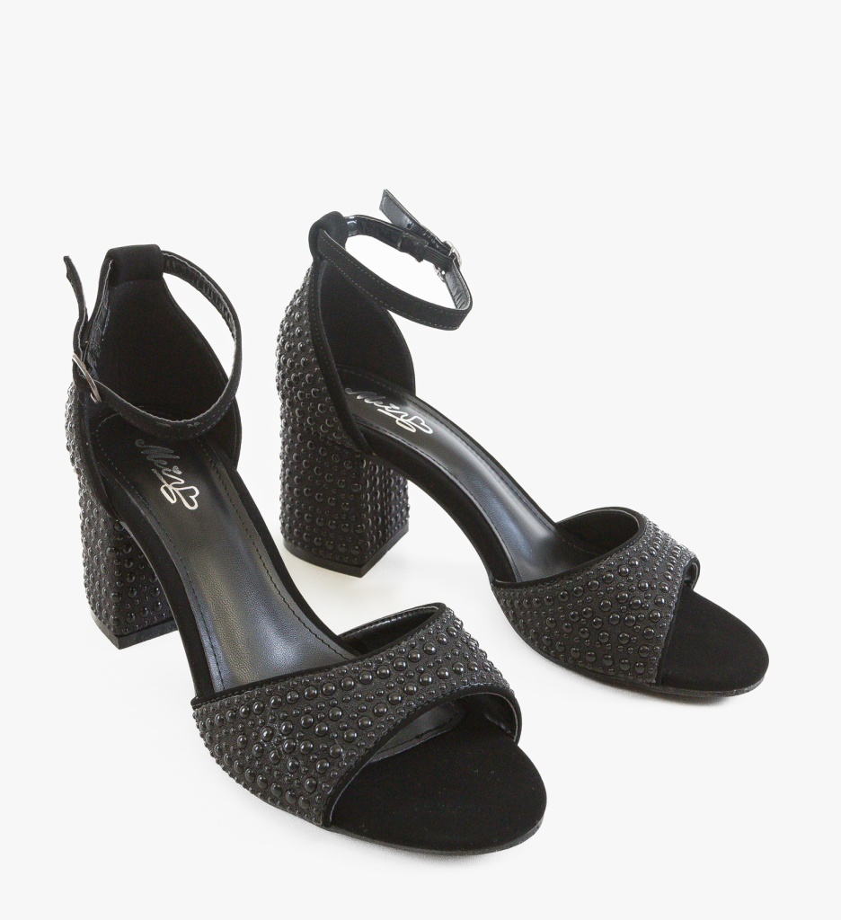 Sandale dama Chanelle Negre cu toc elegant - imagine 4