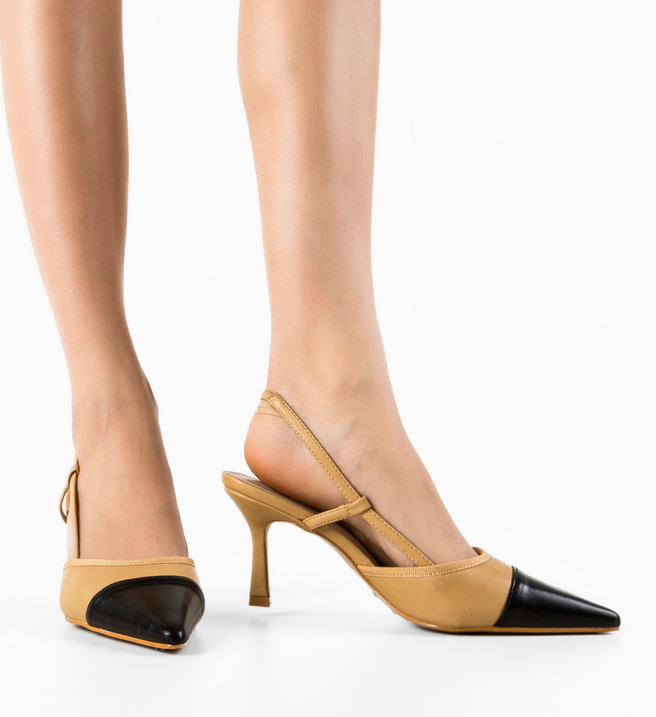 Pantofi Toc Bej Jadeit Eleganți - imagine 2