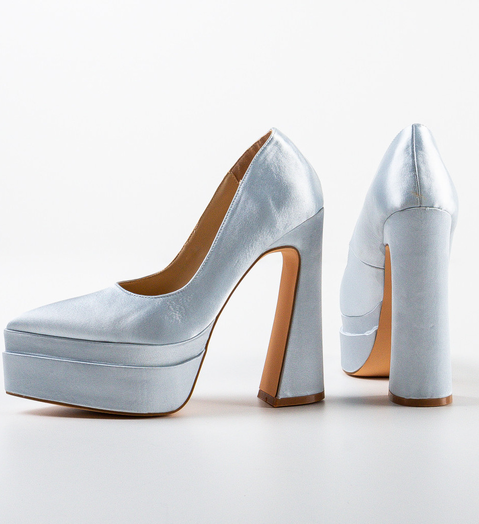 Pantofi Carweb Argintii Eleganți cu Toc - imagine 7