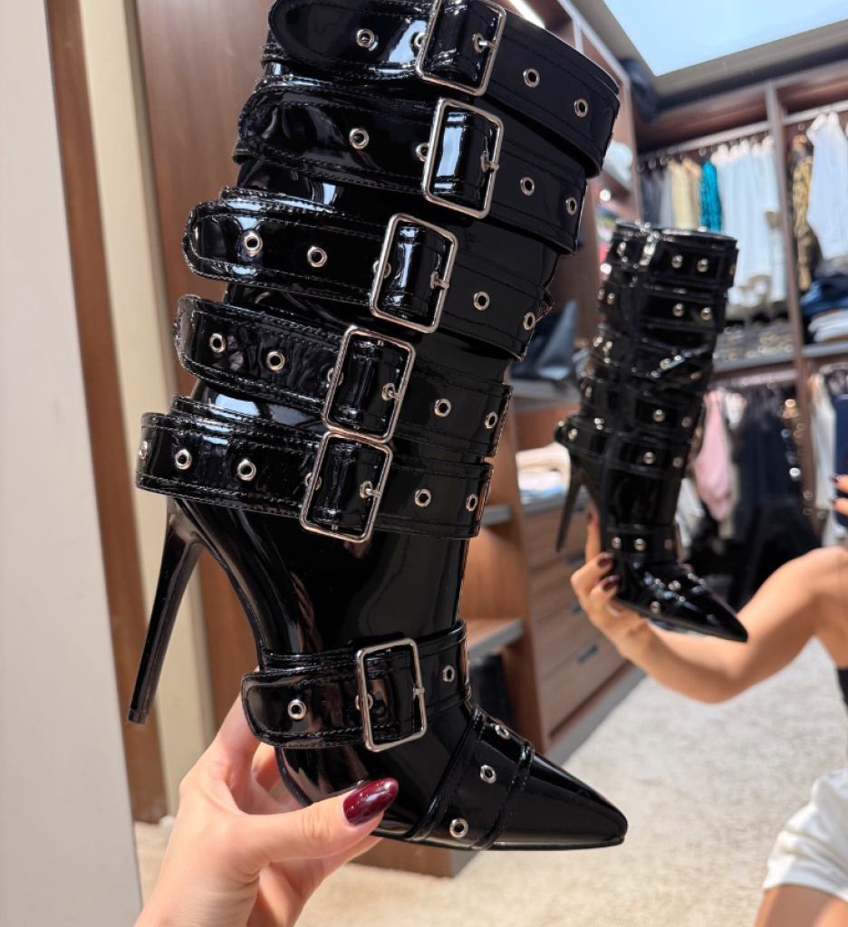 Botine Dama Uraj Negre Depurtat - Eleganță și Stil - imagine 8