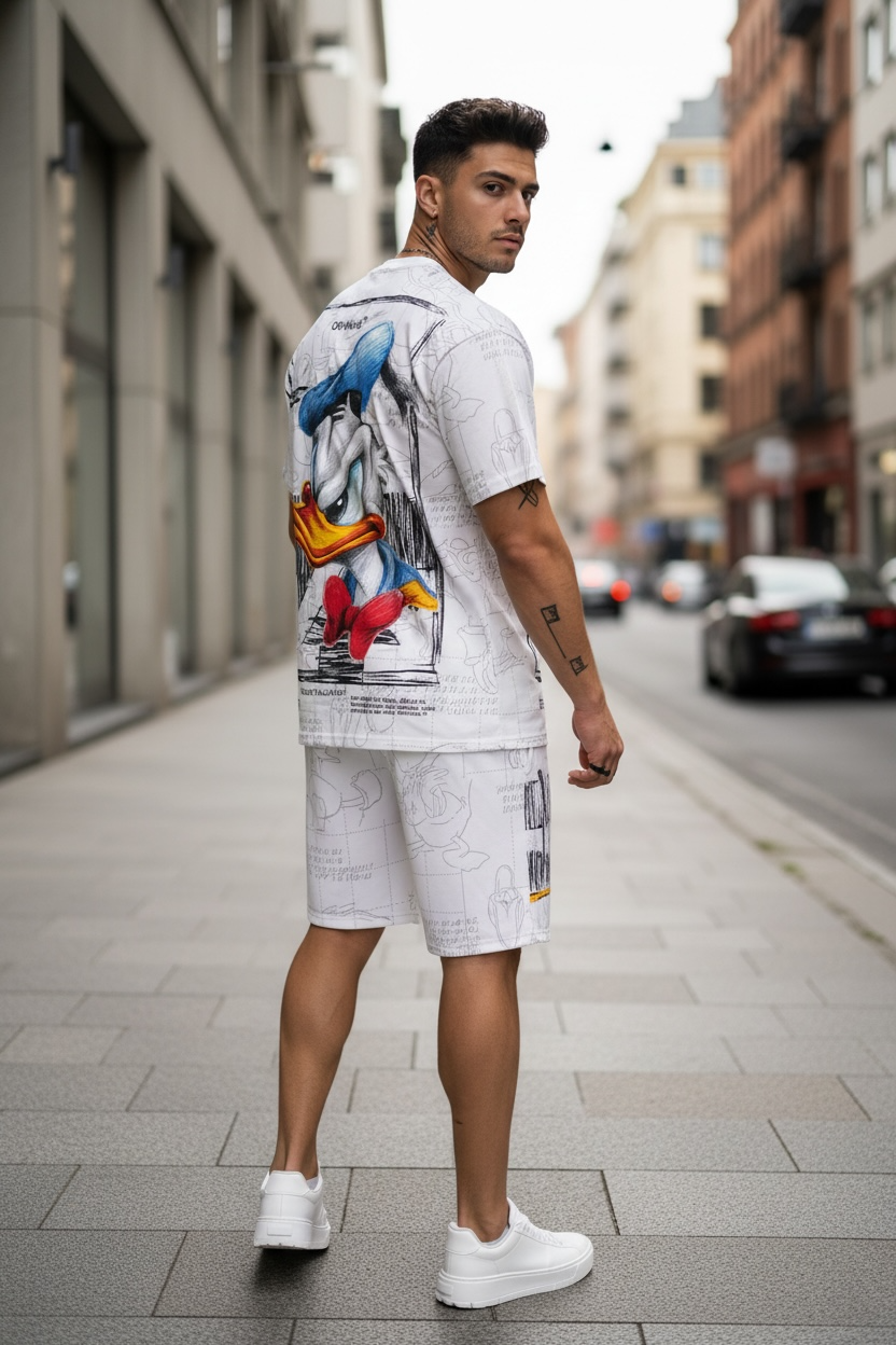 Compleu de vara tricou oversize + pantaloni alb 110 27-2.2