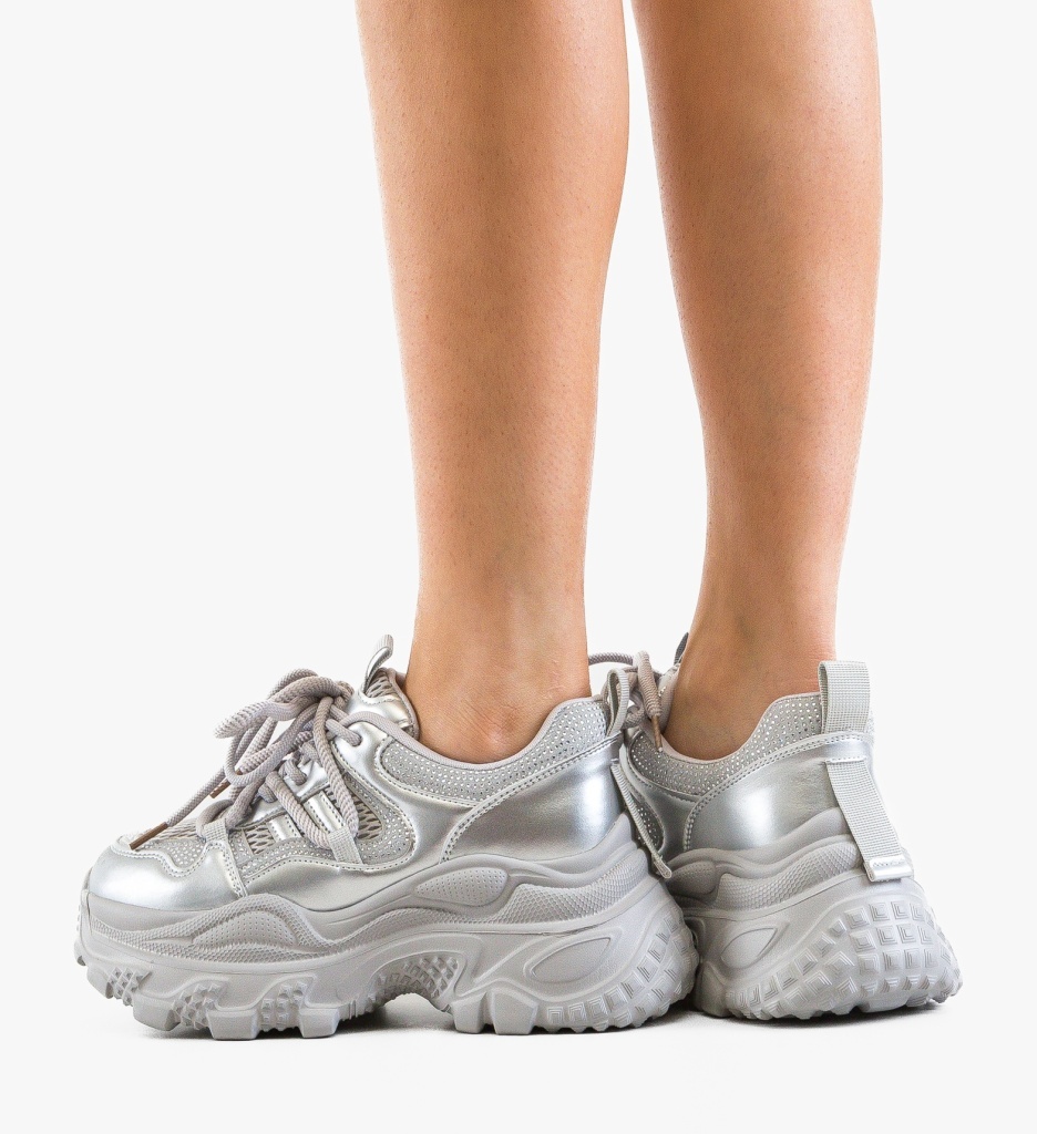 Sneakers Dama Yera Argintii Sport & Eleganta - imagine 7