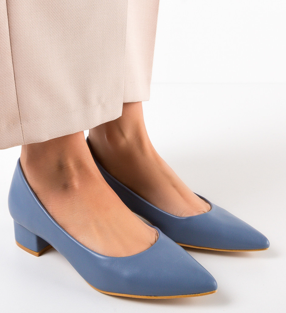 Pantofi Dama Rudd Albastri cu Toc Elegant - imagine 3