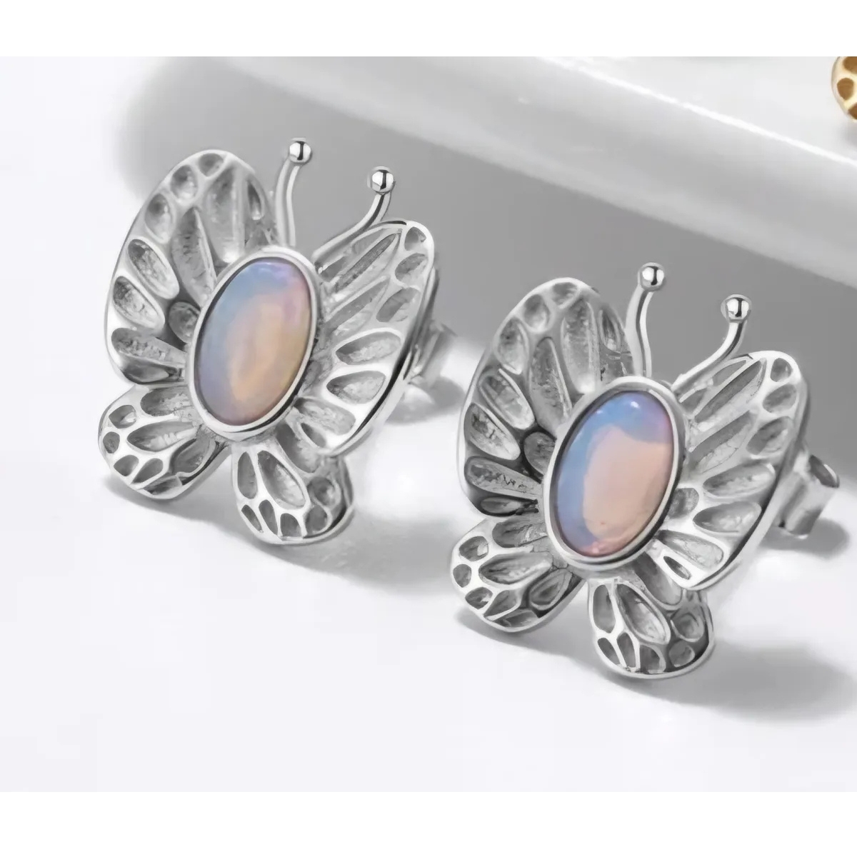 Cercei Argint Fluture cu Opal | Delis - imagine 4