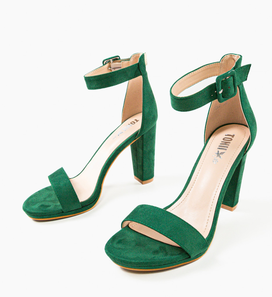 Sandale Lorraine Verzi cu Toc Elegant - imagine 4