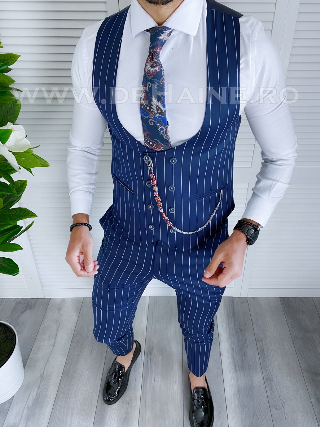 Compleu Barbati Vestă + Pantaloni Elegant Slim Fit
