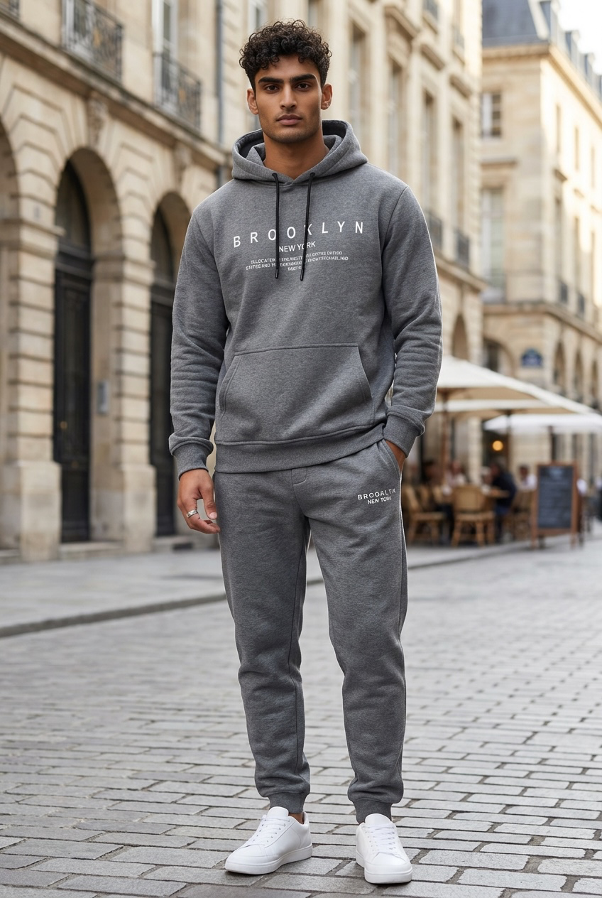 Trening barbati slim fit Pantaloni + Hanorac  gri  vatuit 13521 77-3