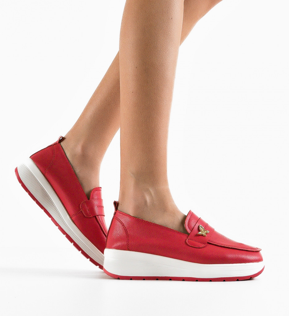 Pantofi Casual Elvina Rosii - Confort și Stil
