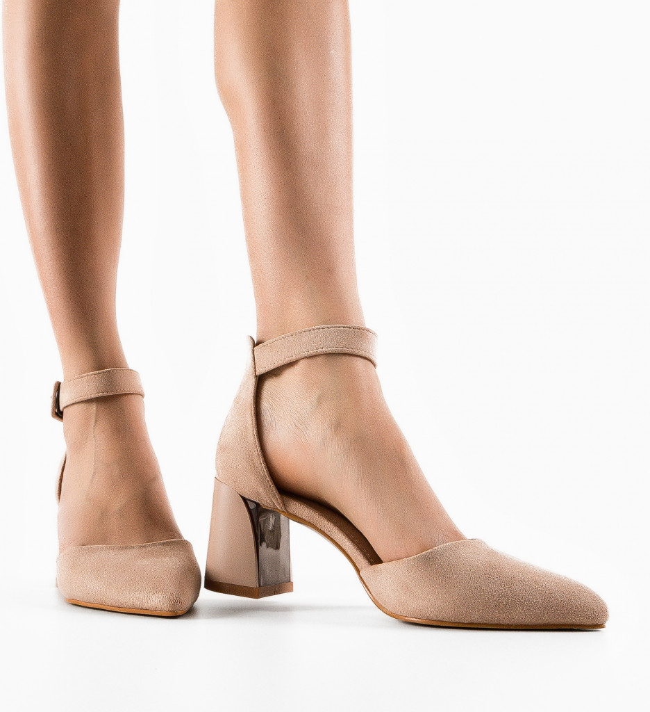 Pantofi dama Gora Bej cu toc elegant - imagine 3