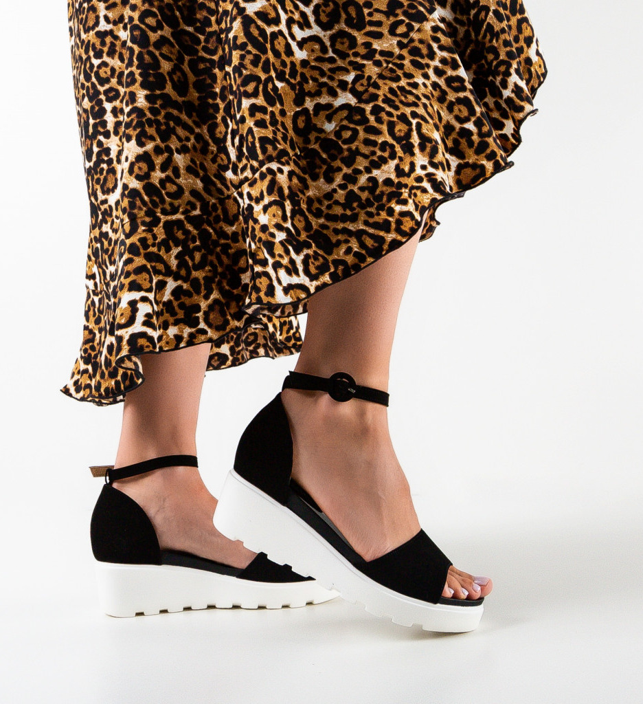 Sandale Platforme Leonida Negre | Stil Confortabil