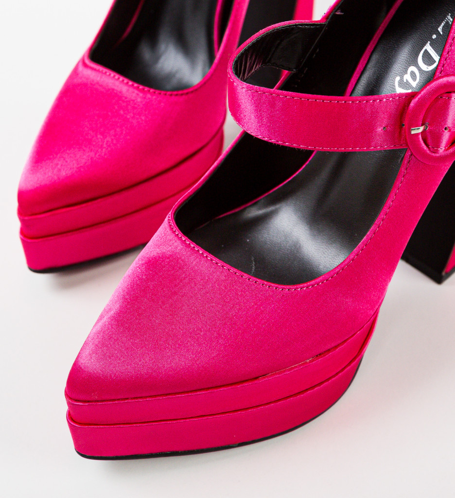 Pantofi Dama Fobol Fuchsia cu Toc Eleganți - imagine 6
