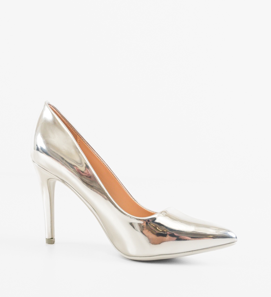 Pantofi Stiletto Argintii Eleganți Dama - imagine 7