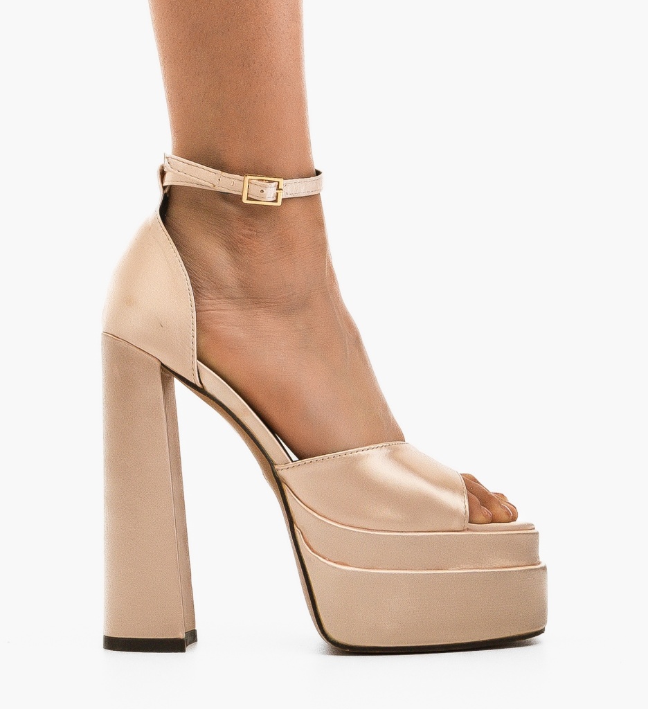 Sandale Haynes Bej cu Toc Elegante - imagine 3