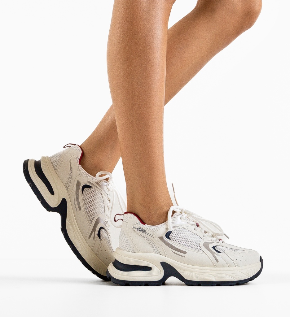 Sneakers Dama Floriza Albi | Confort și Eleganță - imagine 2