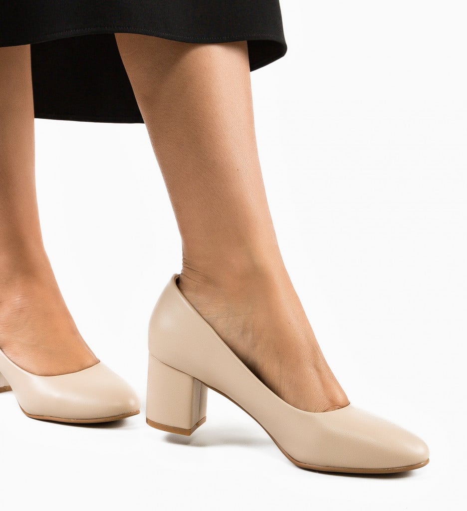 Pantofi cu Toc Izaak Bej | Eleganță Asigurată - imagine 3
