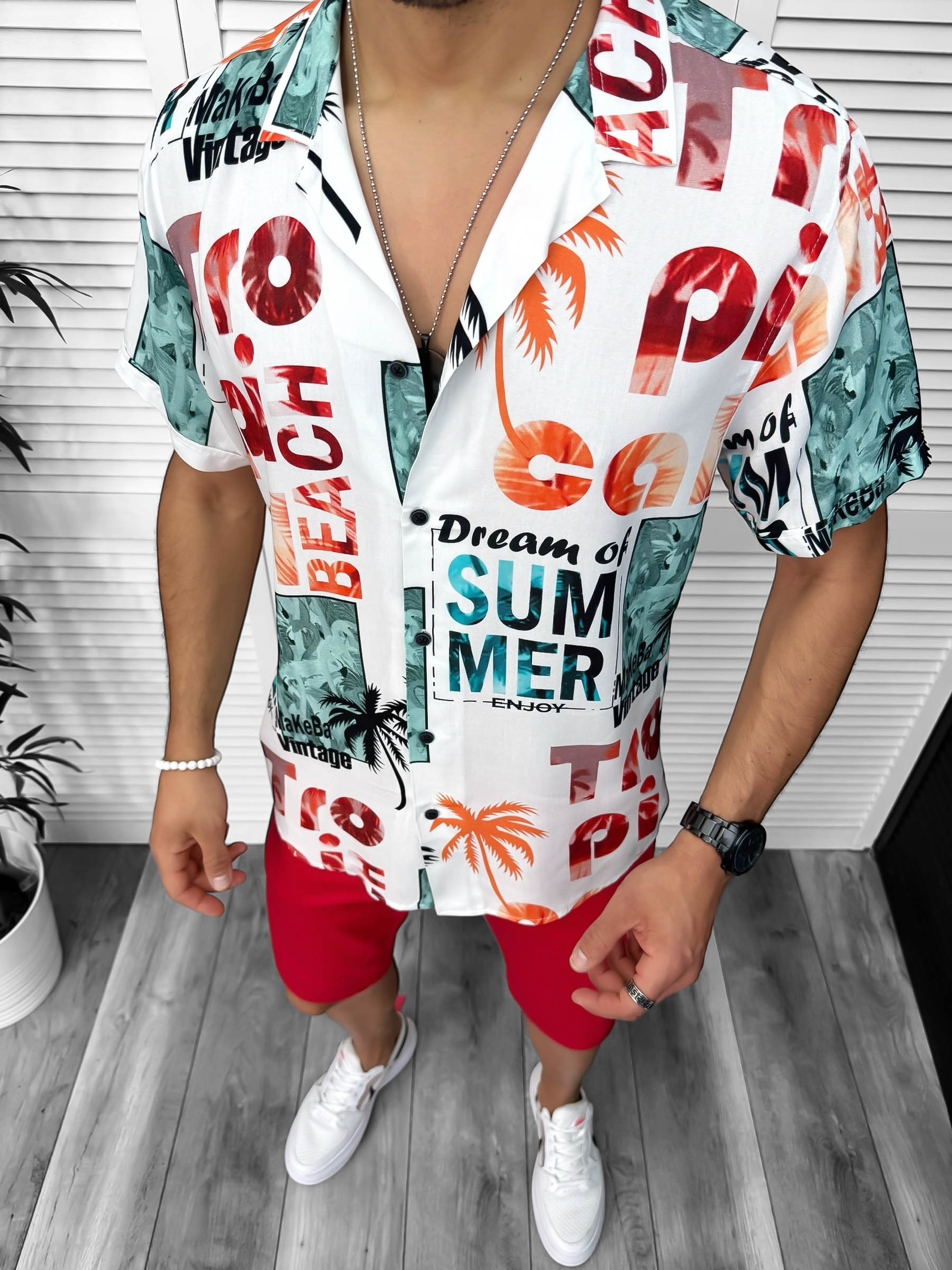 Camașă Bărbătească Vară Imprimeu Slim Fit