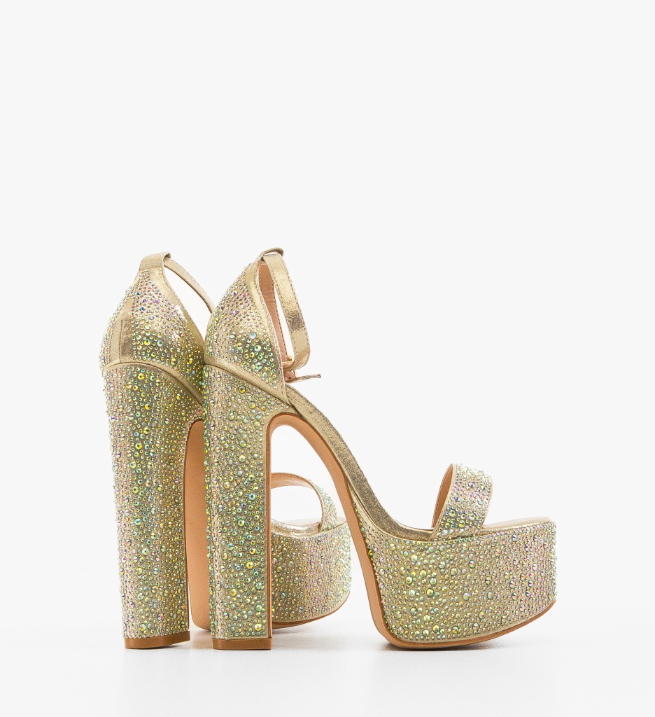 Sandale Courser cu Toc Aurii | Eleganță - imagine 2