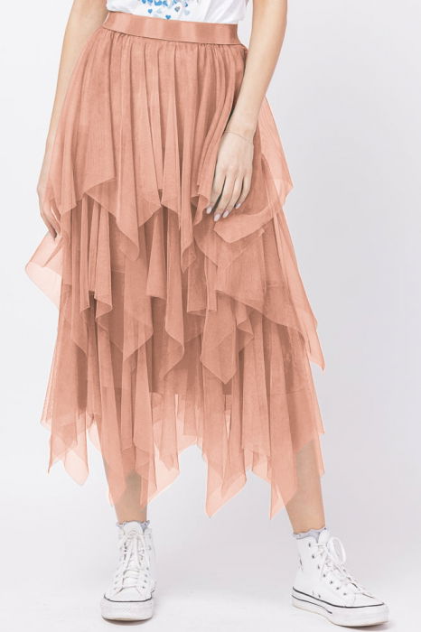 Fusta Tulle Roz Prăfuit Shopika | Eleganță și Stil