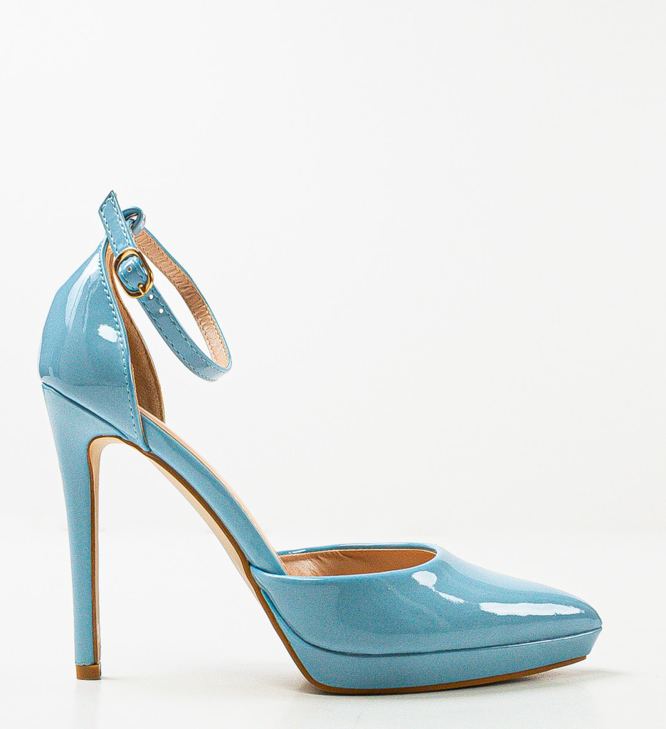 Pantofi Fernanda Albastri cu Toc Eleganti - imagine 4