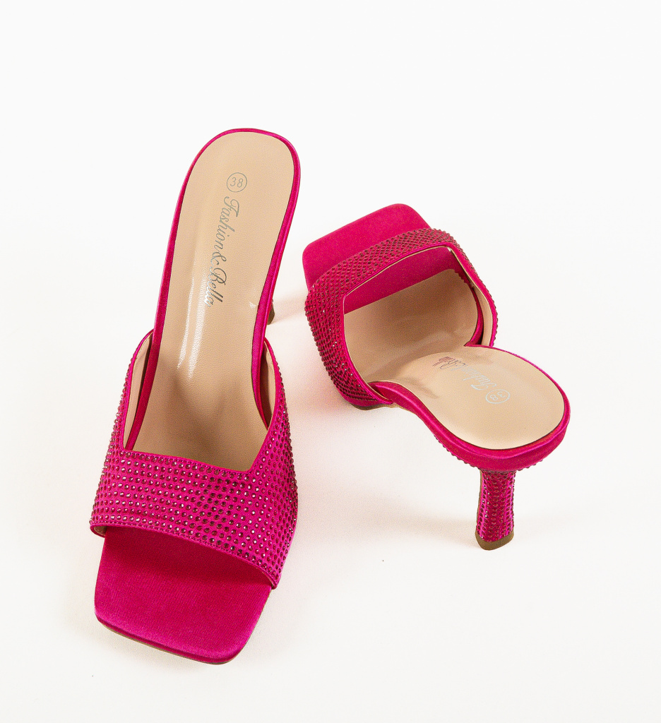 Saboti Dama Faun Fuchsia cu Toc Eleganti - imagine 7