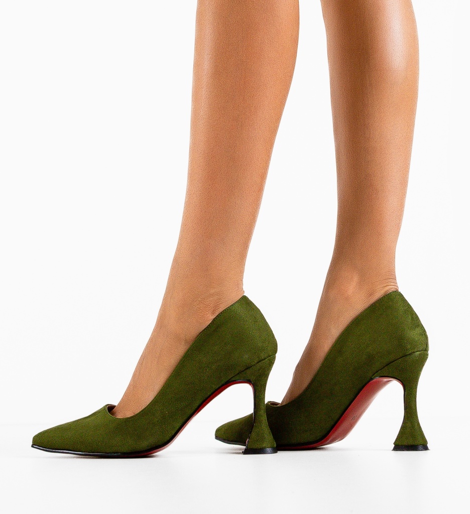 Pantofi dama Gog Verzi Eleganți cu Toc - imagine 3