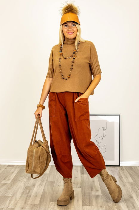 Pulover Camel Ribbed Shopika | Versatil și Elegant