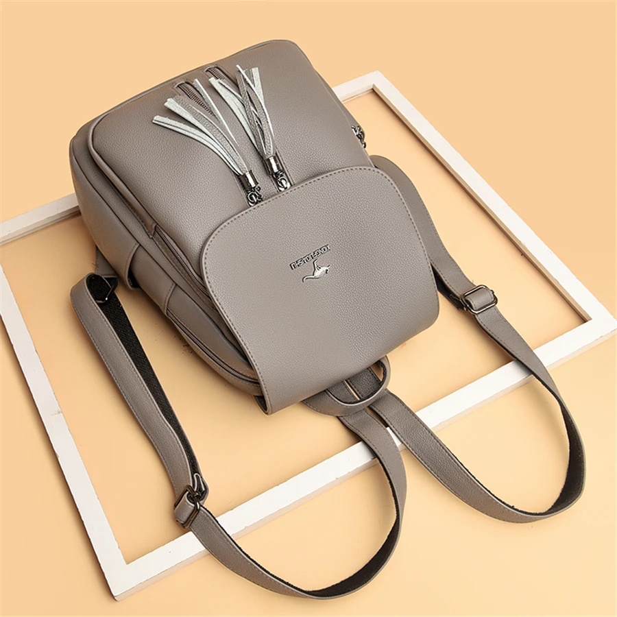 Rucsac de dama Delis Seraphina GT3025, Gri, Piele Ecologica - imagine 3
