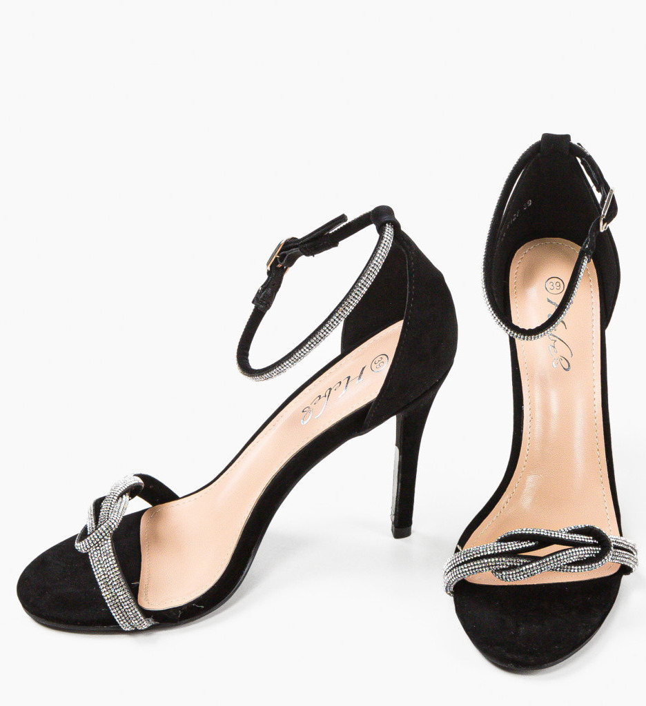Sandale Dama Selor Negri cu Toc Elegant - imagine 5
