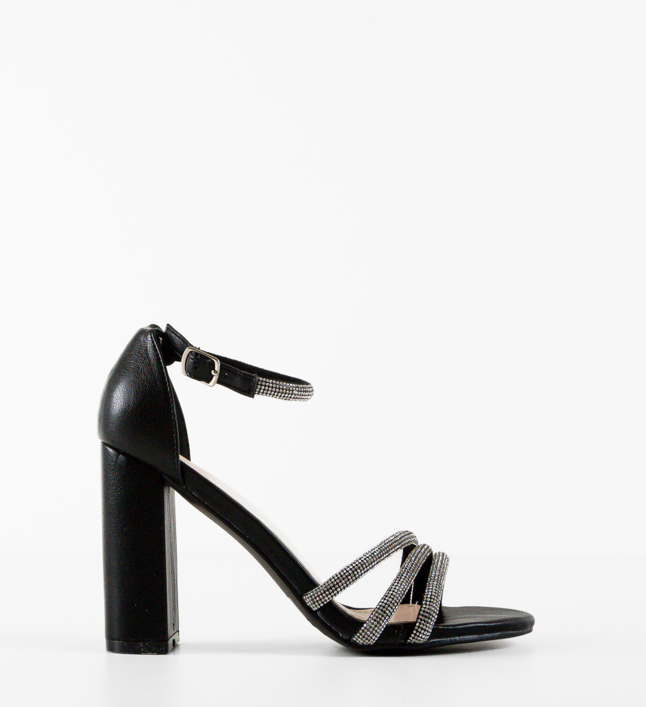 Sandale Awotwi Negre cu Toc Elegante - imagine 2