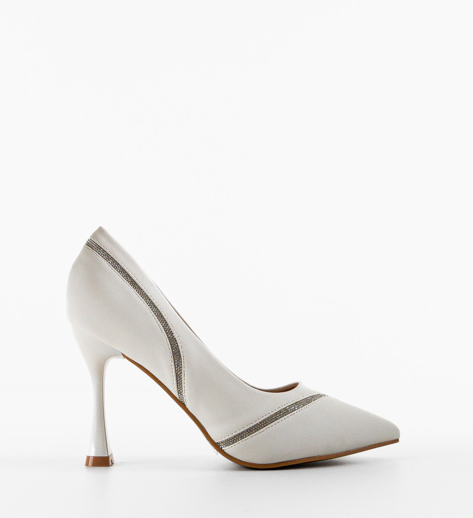Pantofi Zaid Albi cu Toc Eleganți - imagine 3