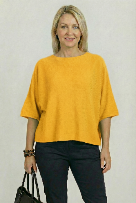 Pulover Manecă Fluture Galben | Vâscoză Shopika