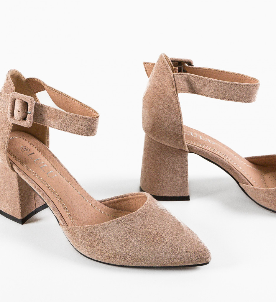 Pantofi Dama Bej cu Toc Eleganți - imagine 9