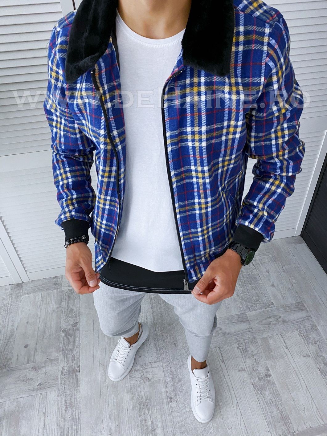 Geacă Bărbați Toamnă în Carouri | Stil Modern