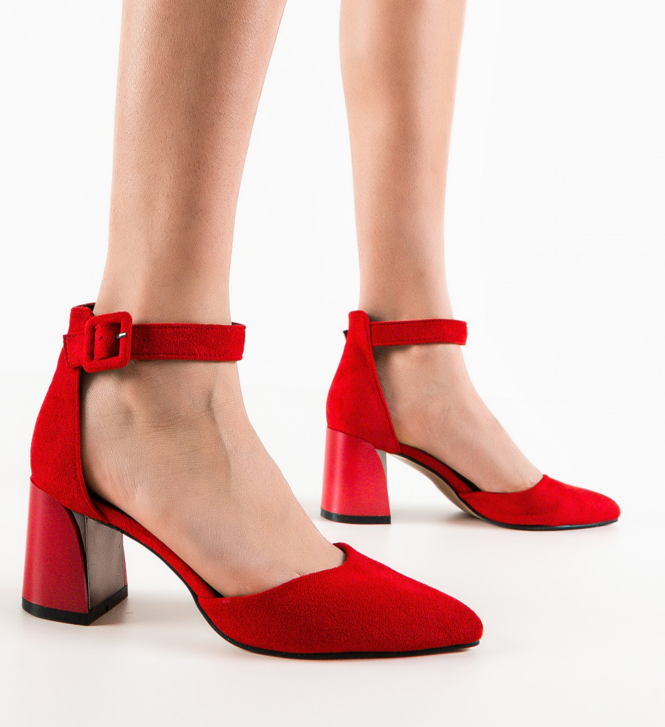 Pantofi Dama Gora Rosii cu Toc Eleganti - imagine 4