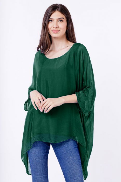 Bluza Mătase Shopika Verde Închis