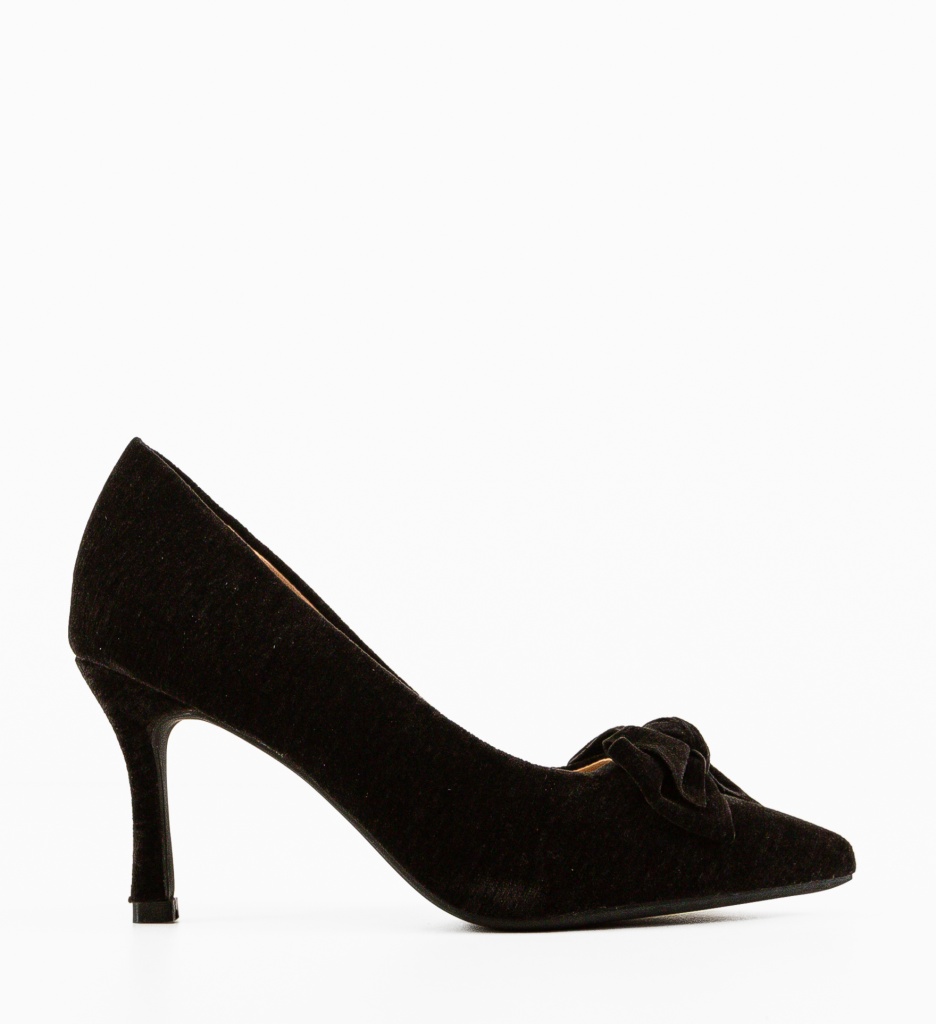 Pantofi Dama Vynel Negri cu Toc Eleganți - imagine 4